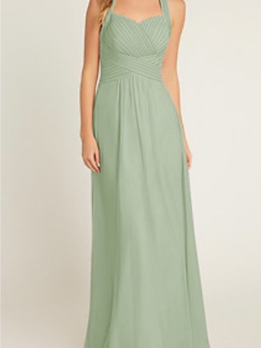 Dusty Sage Green Halter Bridesmaid Maxi Dress